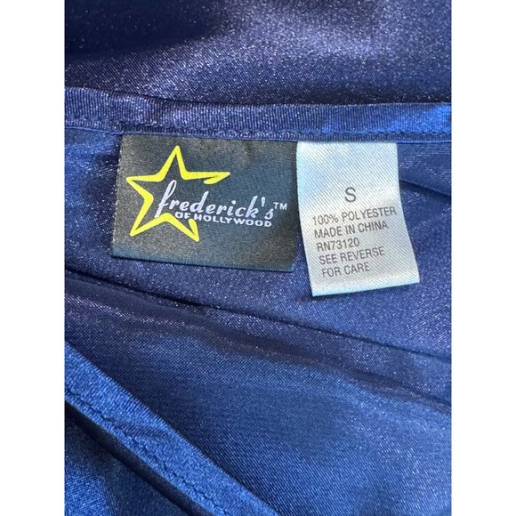 Fredericks Of Hollywood Navy Satin Nightgown Chemise Lingerie - Picture 3 of 8